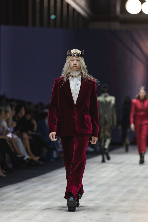 The Jethro suit in burgundy velvet